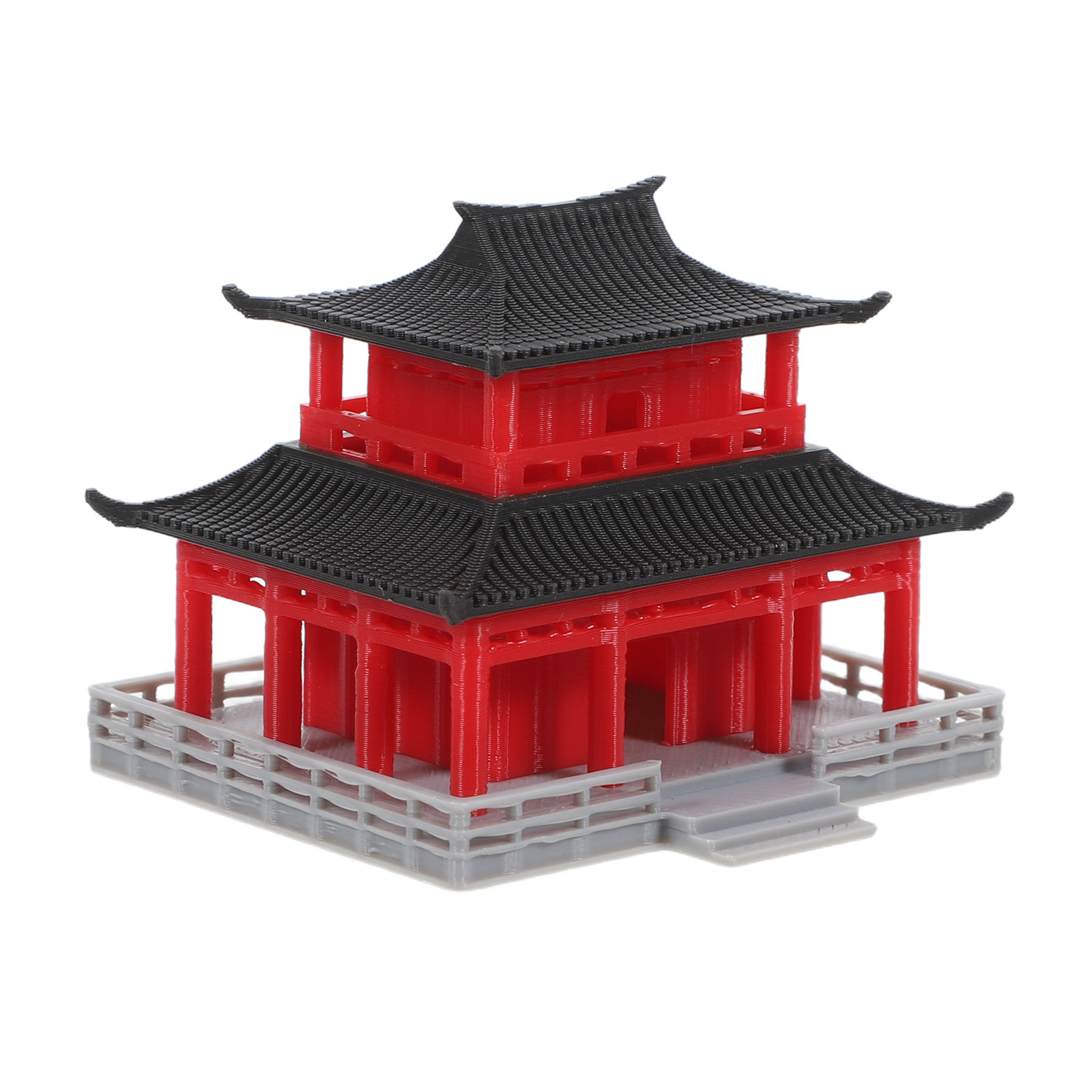 Aquarium - Antiker chinesischer schwarz-roter Pavillon als Mikrolandschaft-Aquarium-Ornament