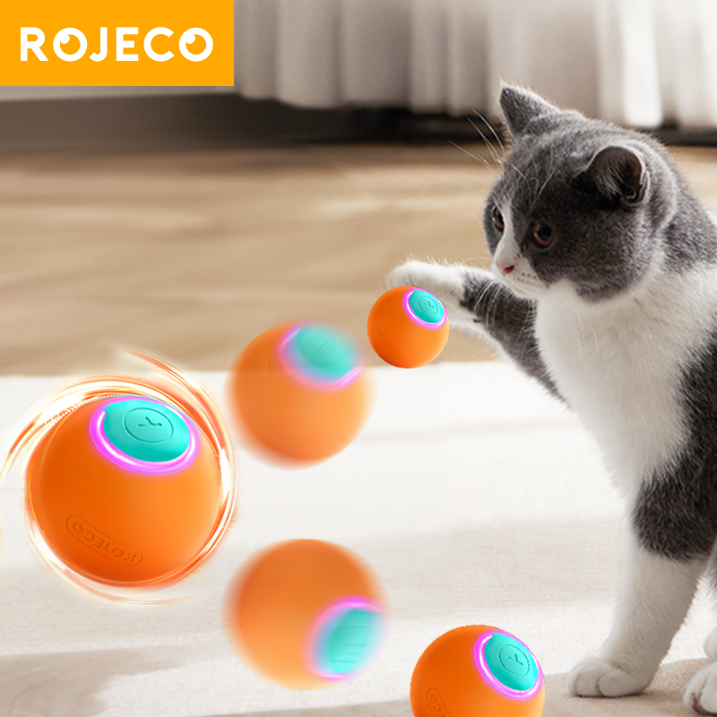 Automatic Moving Dog Ball - ROJECO Katzenspielzeug, intelligenter interaktiver Katzen-Hüpfball, automatisches