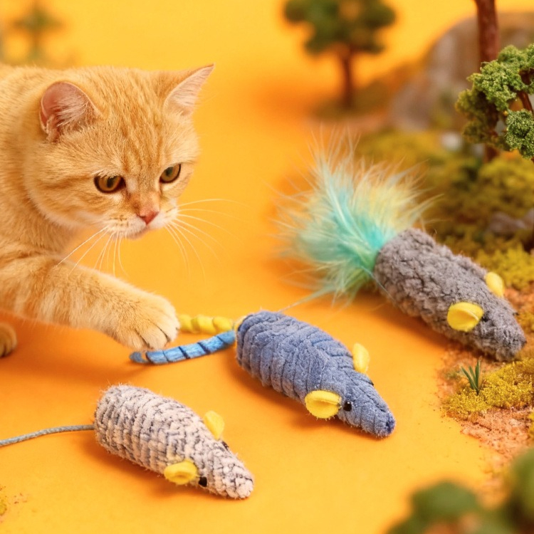 Catnip Interactive Plush Mouse - Katzenspielzeug, 3 Stück, Plüsch, simulierte Mäuse,