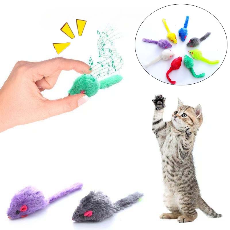 Catnip Interactive Plush Mouse - Katzen-Mäusespielzeug mit Quietschfunktion, gefüllt mit Katzenminze,