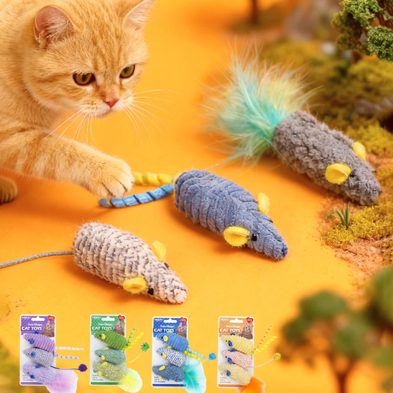 Catnip Interactive Plush Mouse - 3 stücke Realistische Maus Plüsch Katze