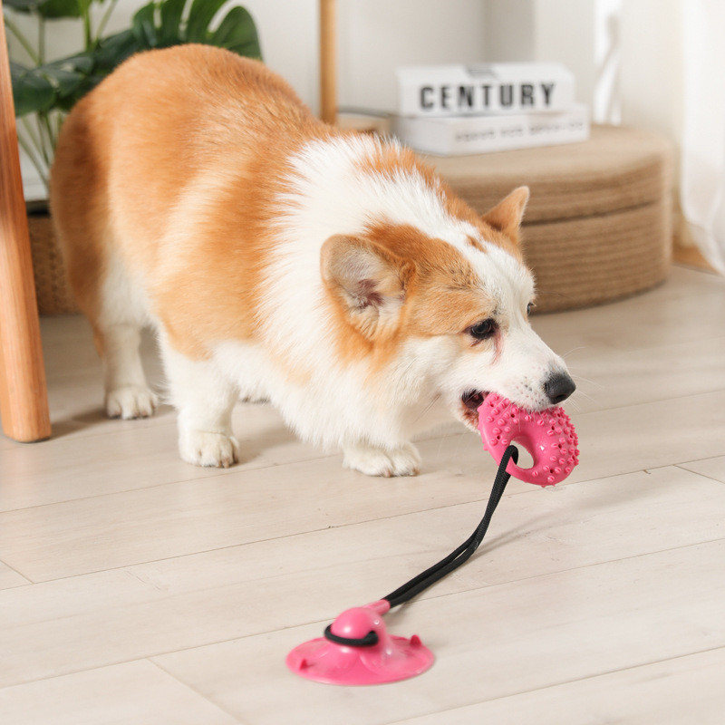 Suction Cup Dog Tug Toy - Hundespielzeug, Silikon-Saugnapf, Schlepper, interaktives Hundeball-Spielzeug für