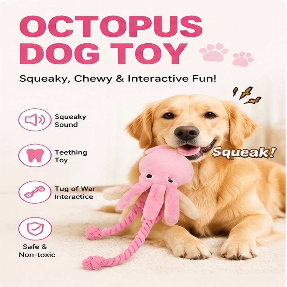Dog Rope Toy Aggressive Chewers - Riesiges Plüsch-Oktopus-Hundespielzeug mit strapazierfähigen Baumwollseilbeinen, interaktives