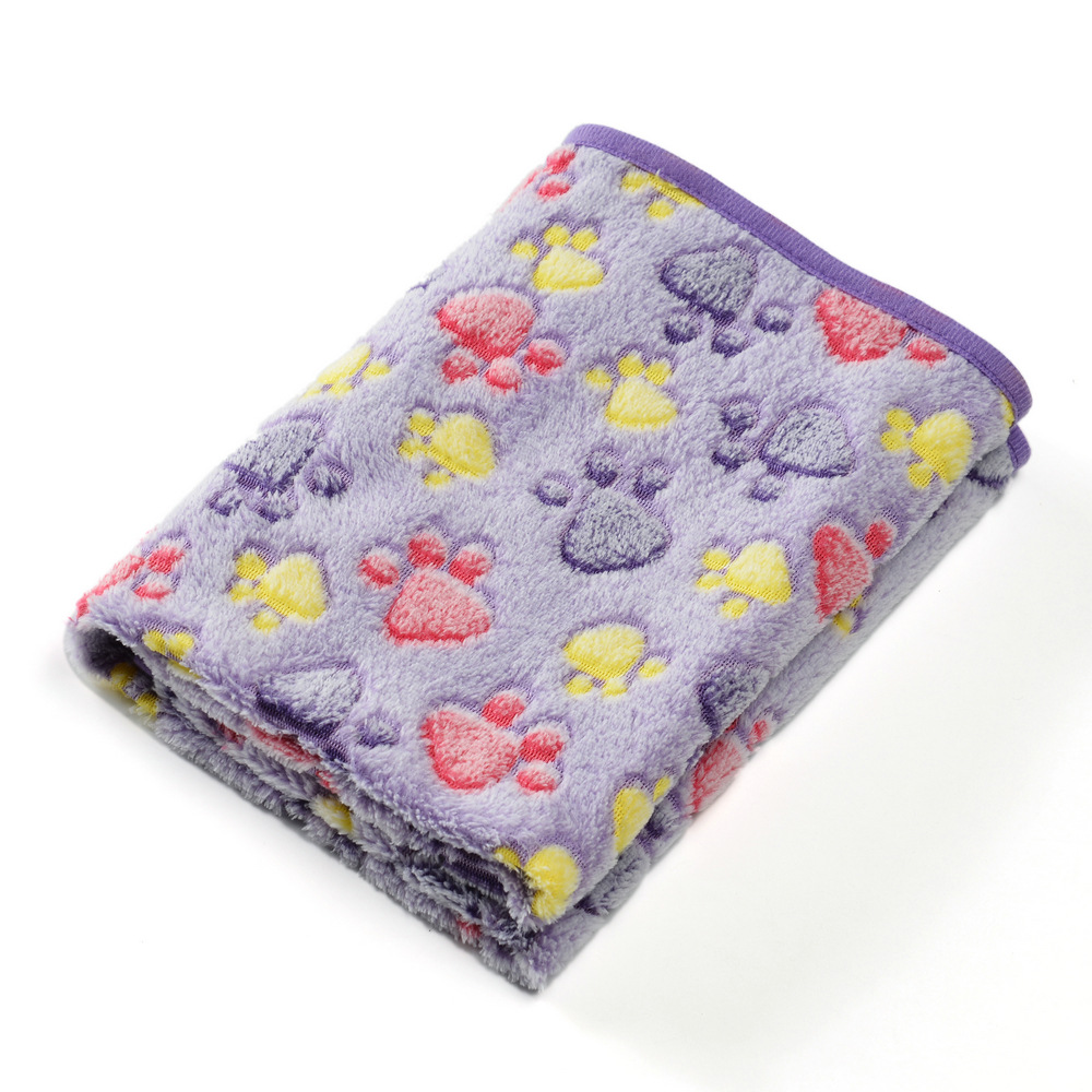Pet Beds - Bequemes Haustierhandtuch, weiche, warme Flanell-Pfotenmuster-Schlafdecke für