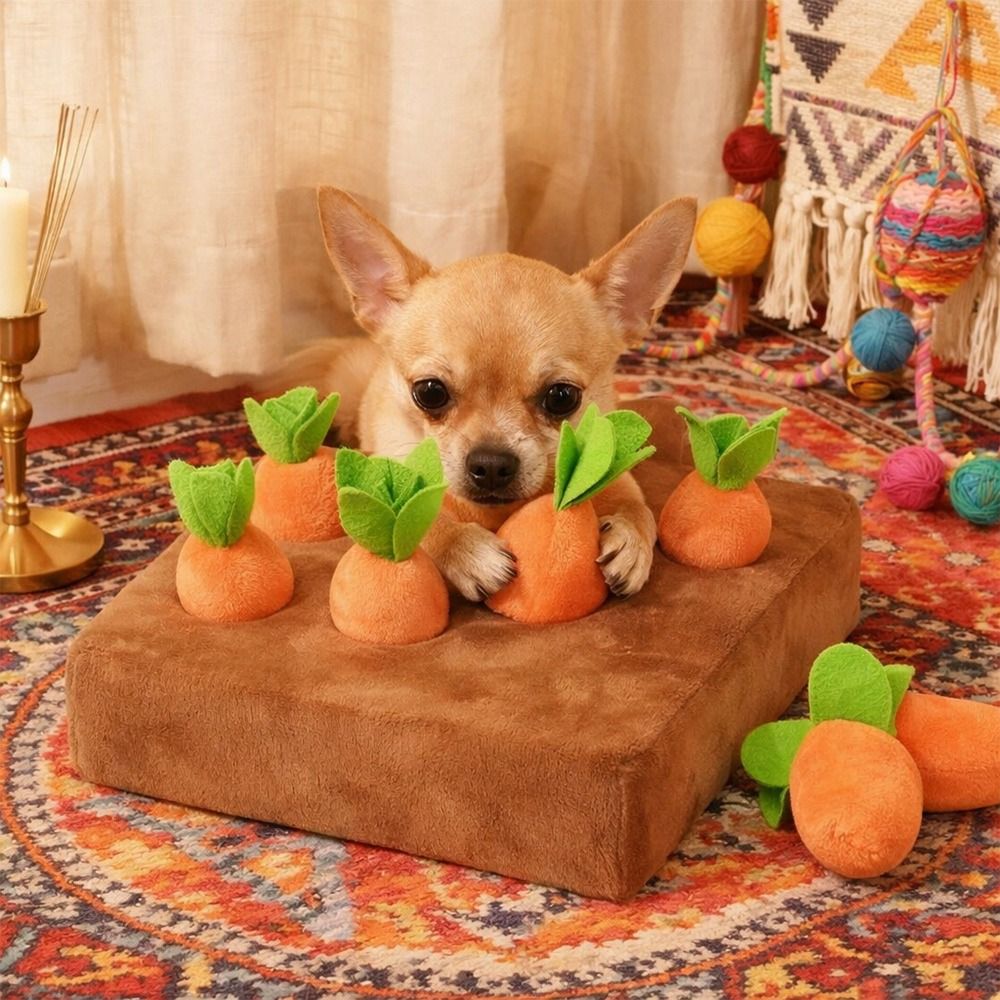 Dog Puzzle Feeder Toy - Stressabbau-Karotten-Schnüffelmatte mit Abnehmbaren Karotten, Geistige Stimulation,