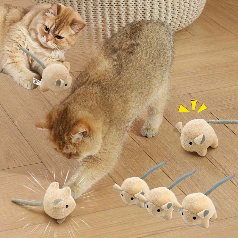 Catnip Interactive Plush Mouse - Elektrische Plüsch Maus Katzenminze Katze Spielzeug