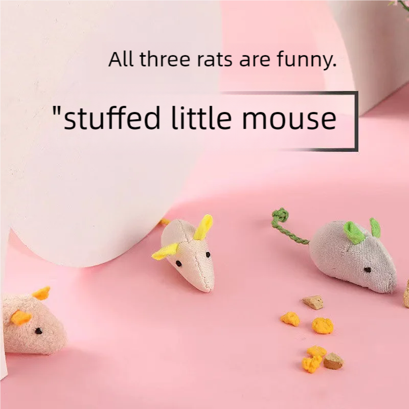 Catnip Interactive Plush Mouse - Katzenminze Mäuse Katzenspielzeug Blau Grau Rosa