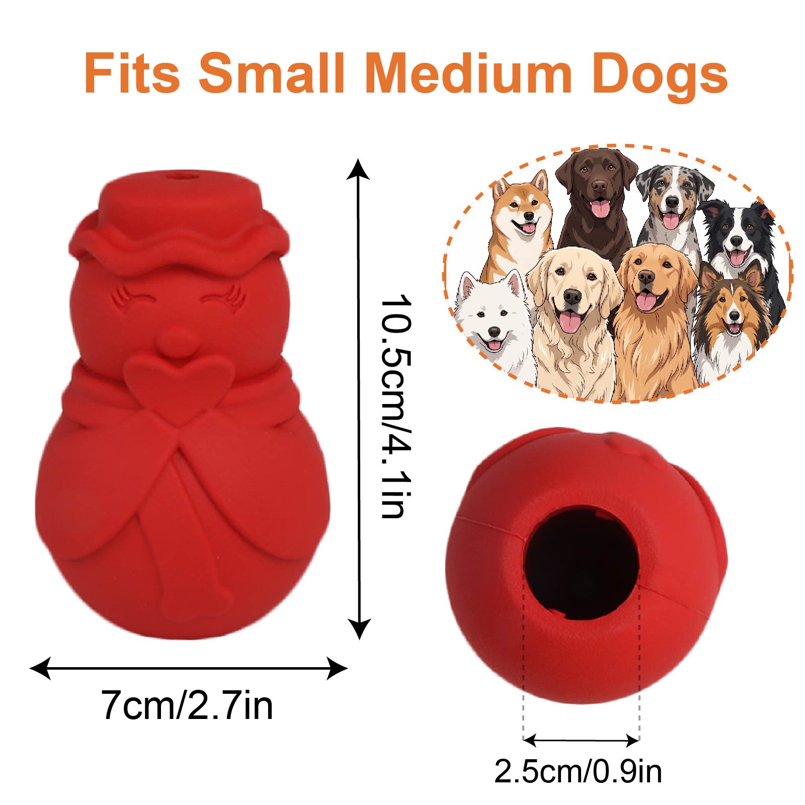 Rubber Treat Dispensing Dog Toy - Schneemann-Hundespielzeug, interaktives Hundespielzeug zur Leckerli-Verteilung, robustes