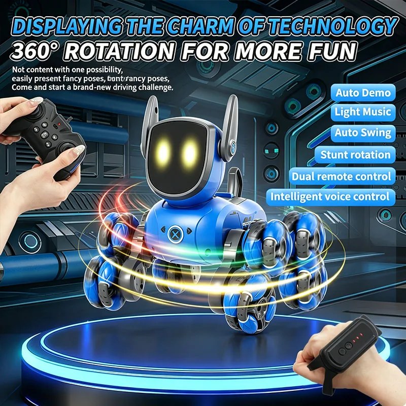 Interactive Squeaky Plush Dog Toy - JJRC Q200 2026 RC Roboter-Stunt-Hund Spielzeug