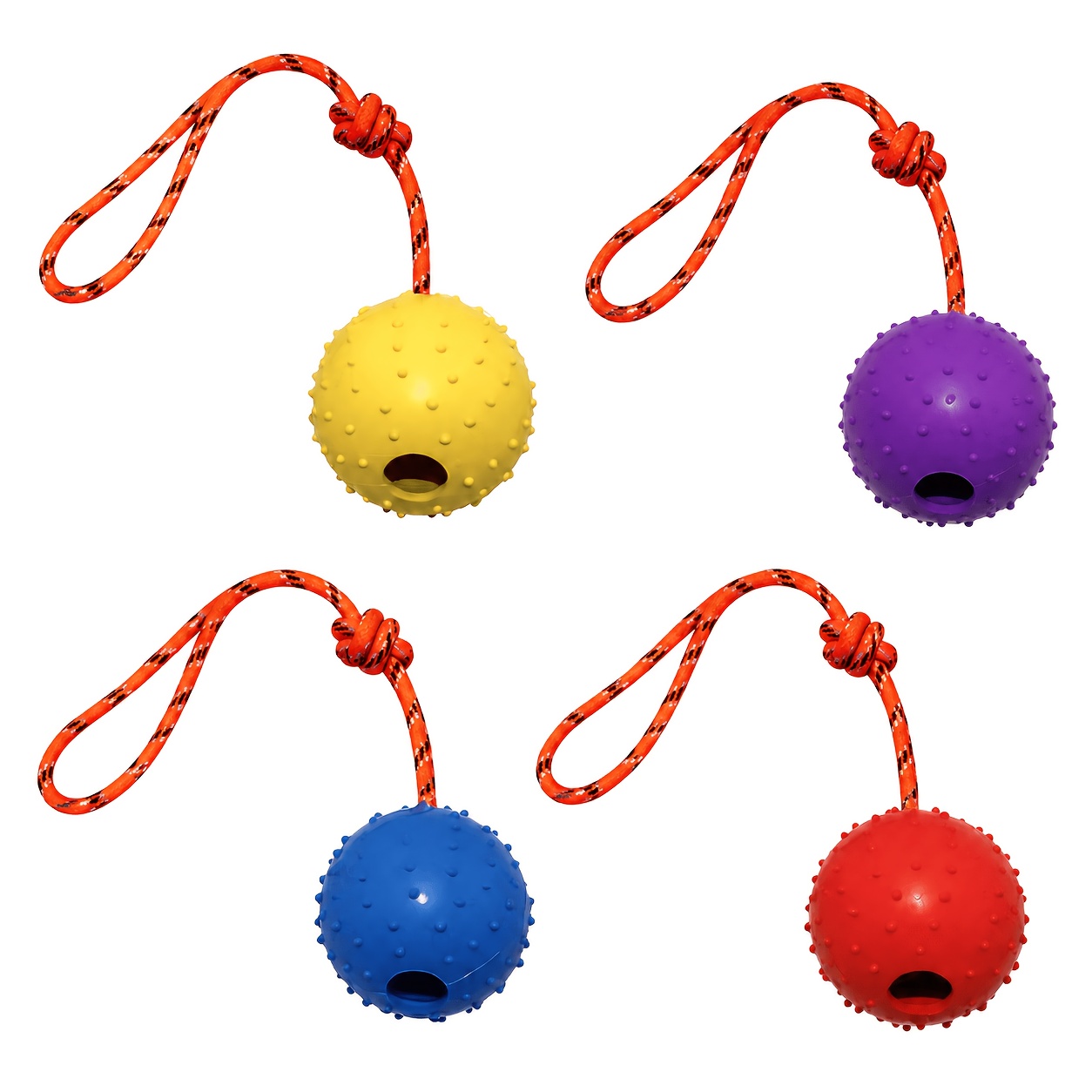 Dog Rope Toy Aggressive Chewers - 2er-Pack Langlebige Gummi-Hundebälle mit Seil, Robustes