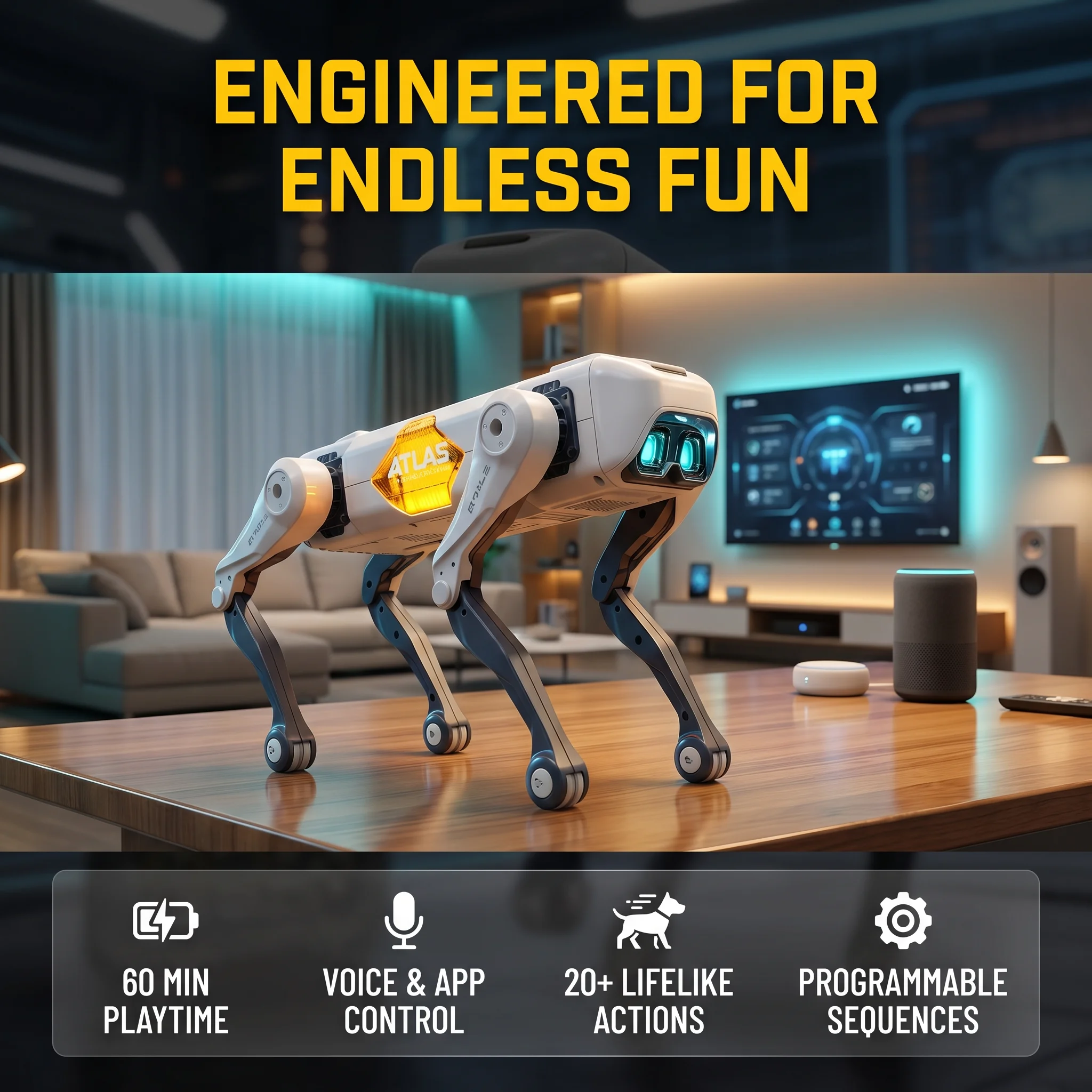 Dog Toys - KI-Smart-Roboterhund, Sprach- & App-Steuerung, Programmierbar, Tanzt,