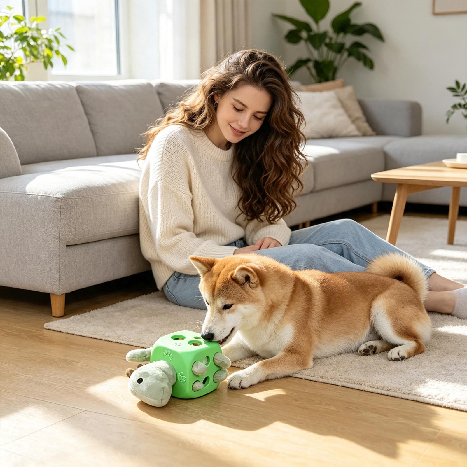 Rubber Treat Dispensing Dog Toy - Interaktives Hundespielzeug, interaktives, quietschendes Tier-Gadget zur