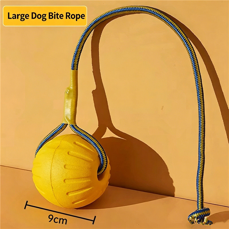 Indestructible Dog Chew Toy - Interaktiver Hundespielzeugball mit Seil, unzerstörbarer EVA-Kauball
