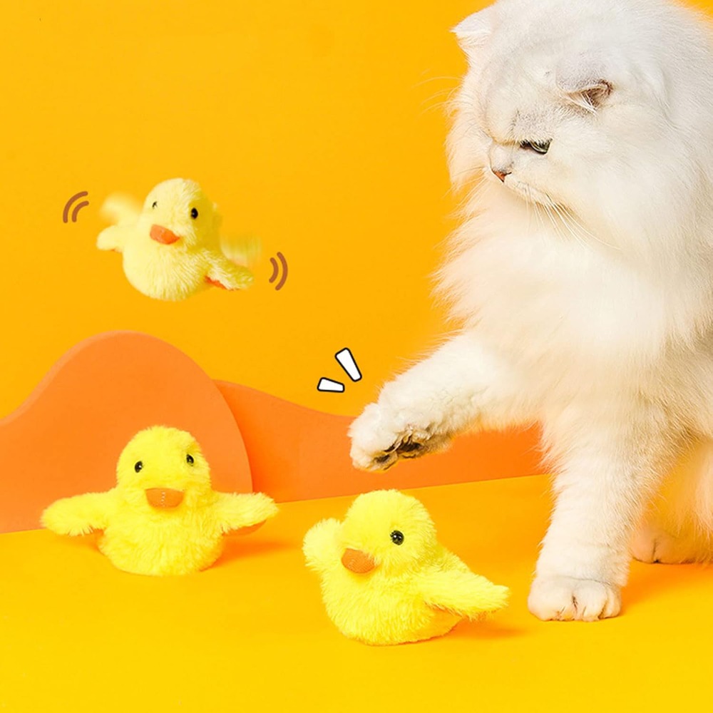 Catnip Interactive Plush Mouse - Elektrisches interaktives Katzenspielzeug: Plüsch-Kick-Ente, gelbe Ente