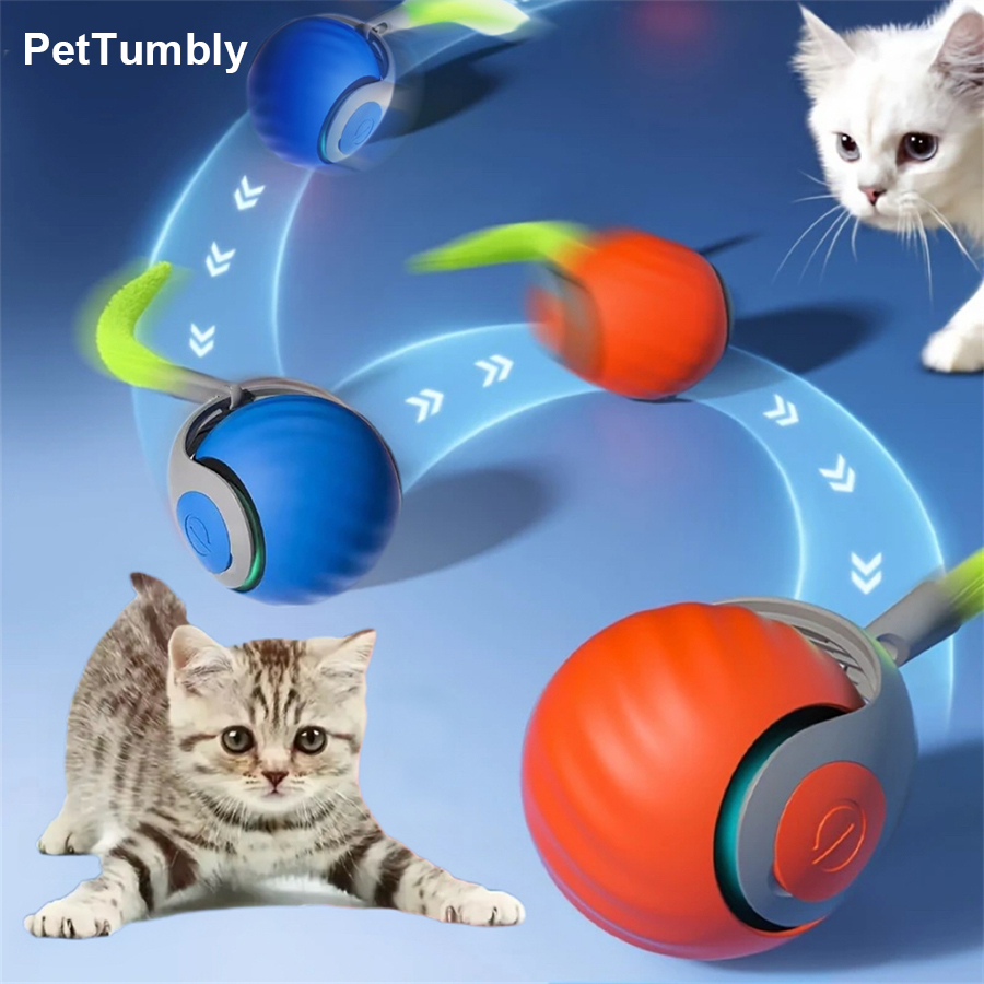 Automatic Moving Dog Ball - Interaktiver Katzenspielball, automatisch rollender Haustierspielball, USB-wiederaufladbarer