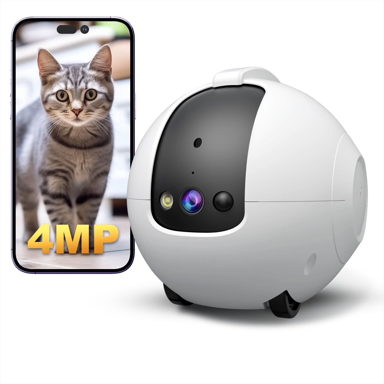 Dog Toys - Haustier-Kamera-Roboter 4MP Haustier-Begleiter-Kamera Zwei-Wege-Audio 2,4G WLAN